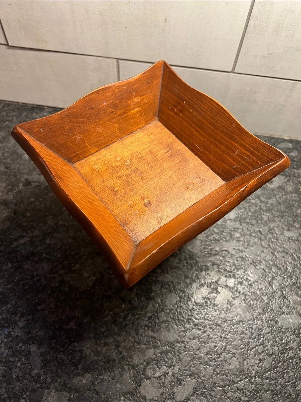 Vintage MCM Wood Pedestal Flower or Fruit Bowl - Dark Pine. RARE FIND